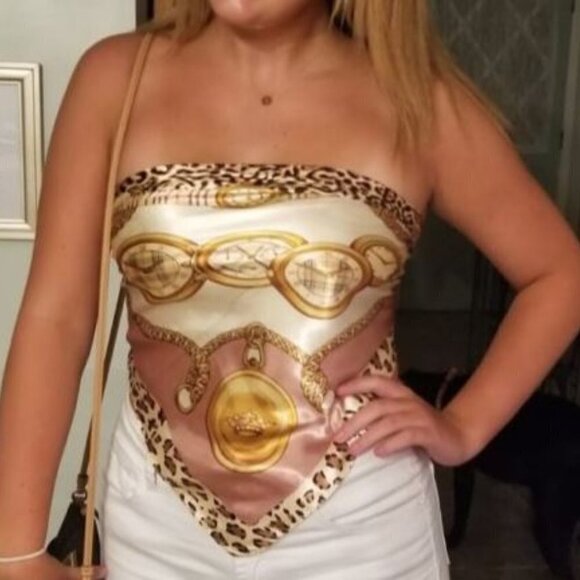 3 for $20 Beautiful Silky Graphic Scarf 35" Picasso Red Blue - Picture 5 of 5